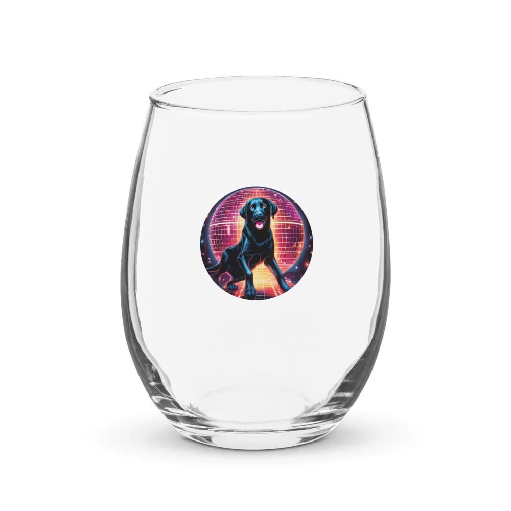 PugMug Custom Black Labrador Retriever Stemless Wine Glass