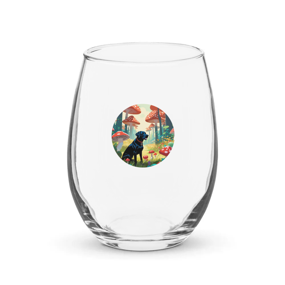 PugMug Custom Black Labrador Retriever Stemless Wine Glass