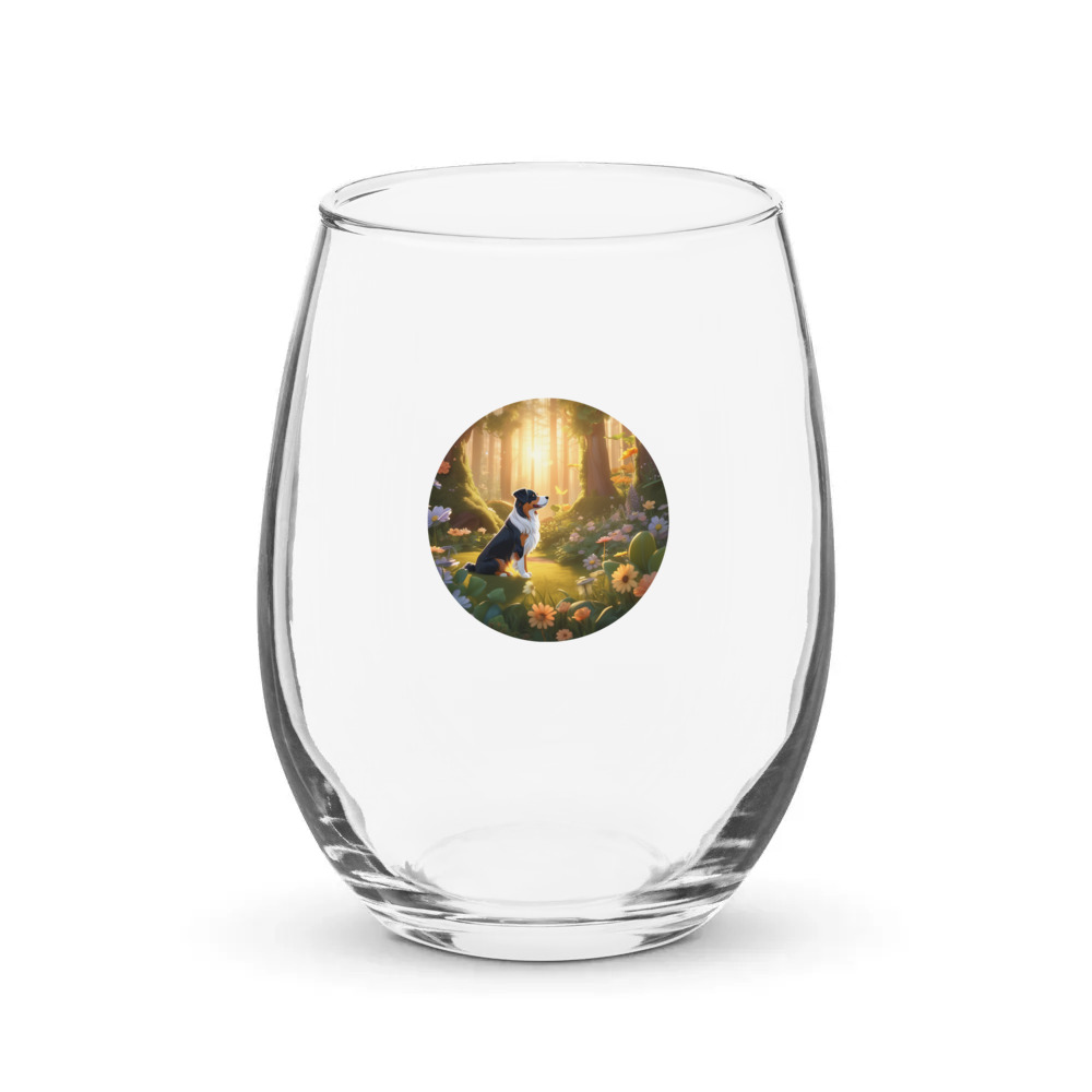 PugMug Custom Miniature American Shepherd Stemless Wine Glass