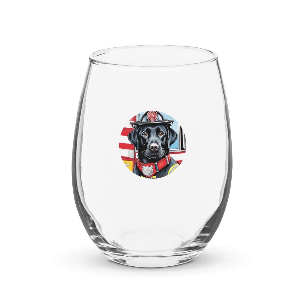 PugMug Custom Black Labrador Retriever Stemless Wine Glass