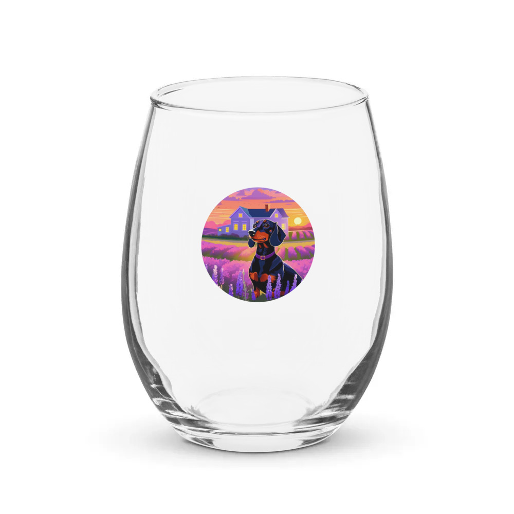 PugMug Custom Black Dachshund Stemless Wine Glass