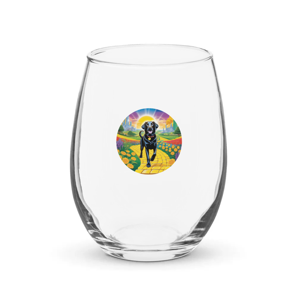 PugMug Custom Black Labrador Retriever Stemless Wine Glass