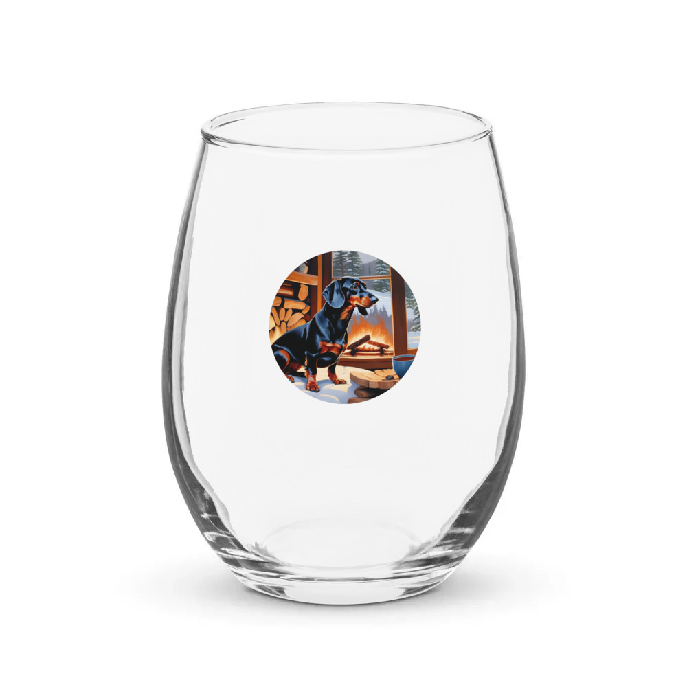 PugMug Custom Black Dachshund Stemless Wine Glass
