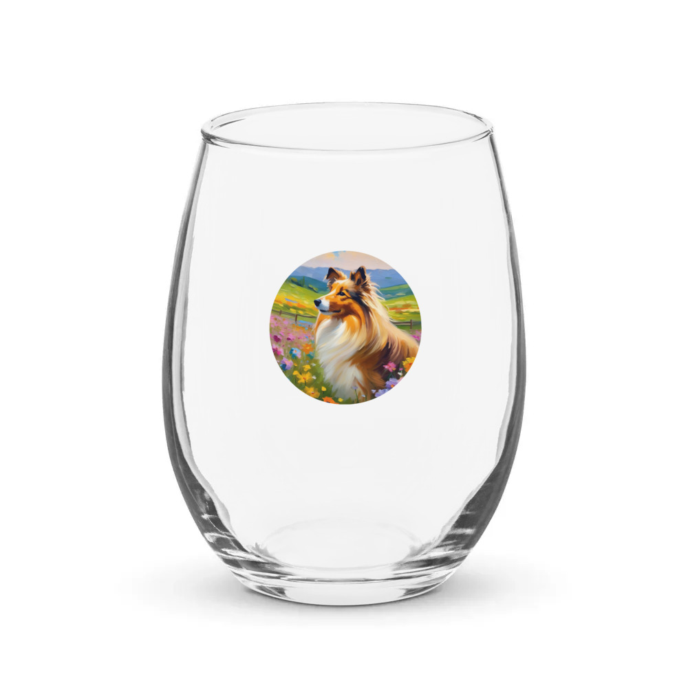PugMug Custom Shetland Sheepdog Stemless Wine Glass
