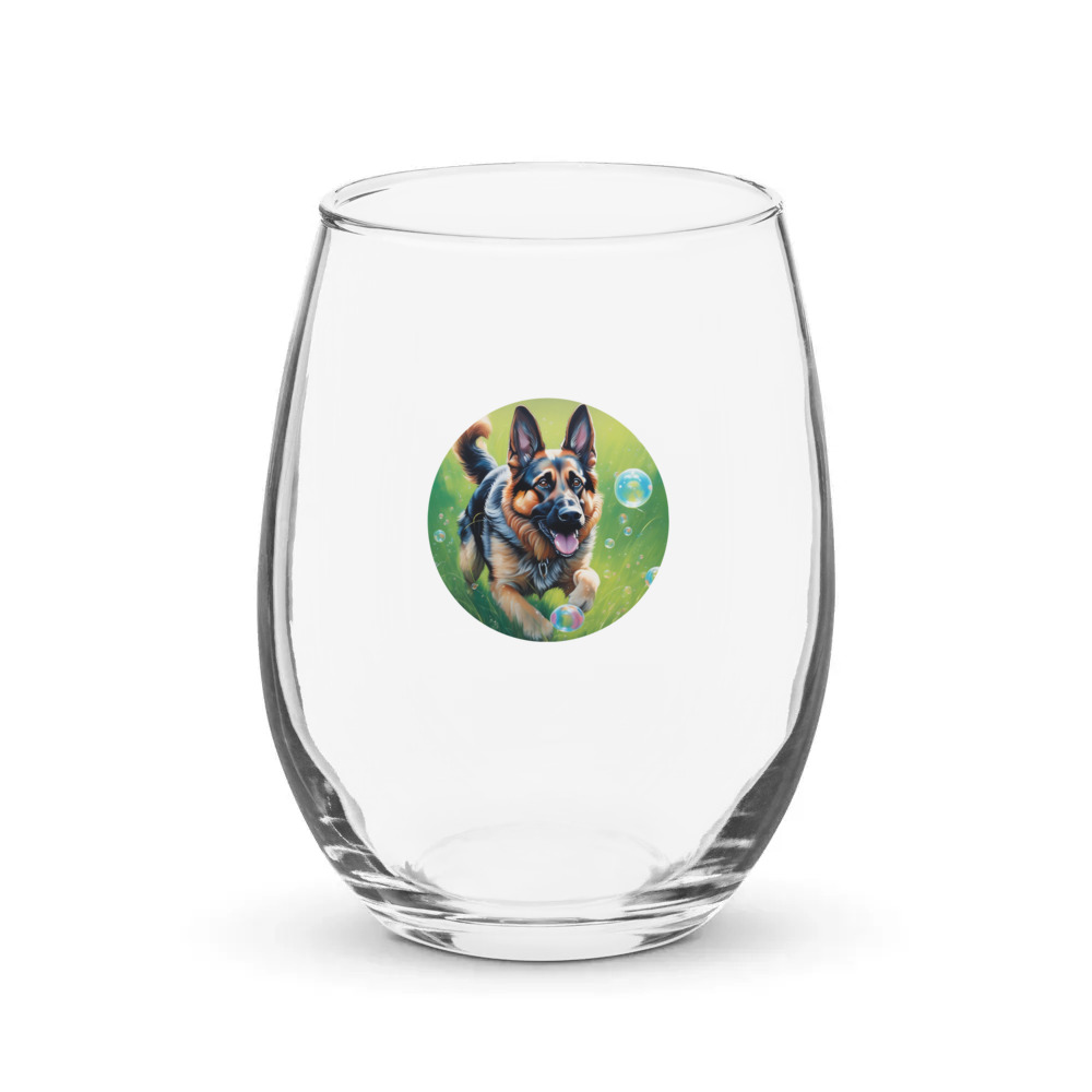 PugMug Custom German Shepherd Dog Stemless Wine Glass
