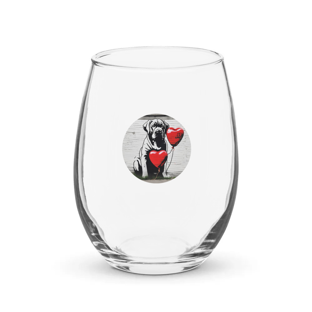 PugMug Custom Mastiff Stemless Wine Glass