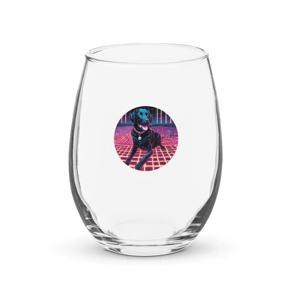 PugMug Custom Black Labrador Retriever Stemless Wine Glass