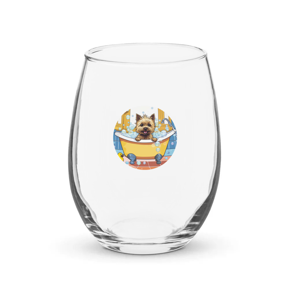 PugMug Custom Cairn Terrier Stemless Wine Glass