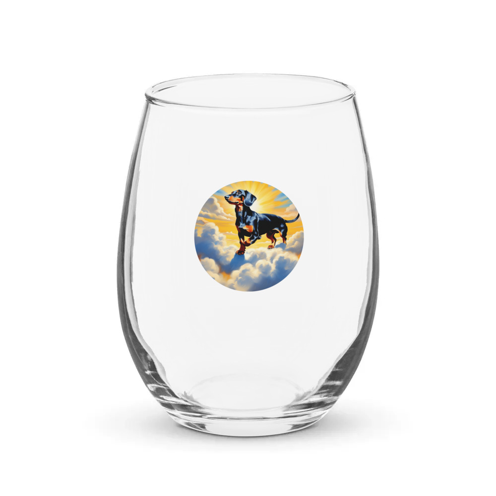 PugMug Custom Black Dachshund Stemless Wine Glass