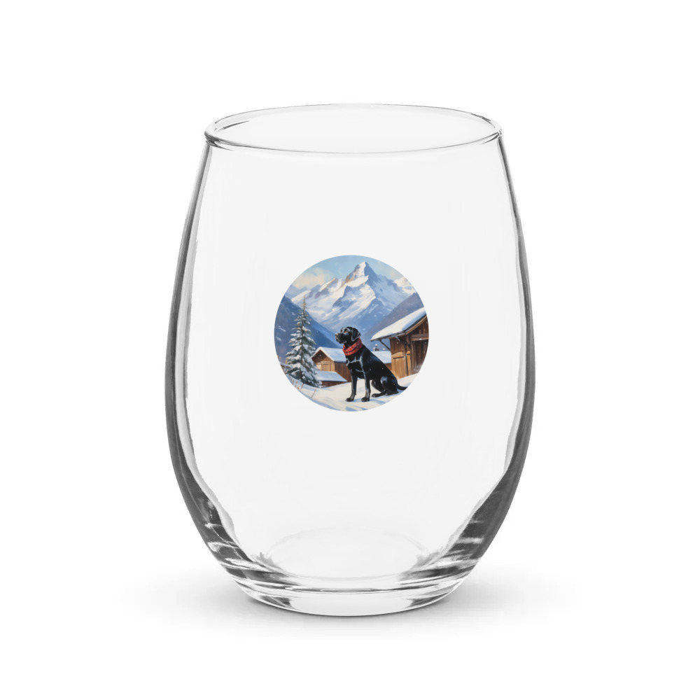 PugMug Custom Black Labrador Retriever Stemless Wine Glass