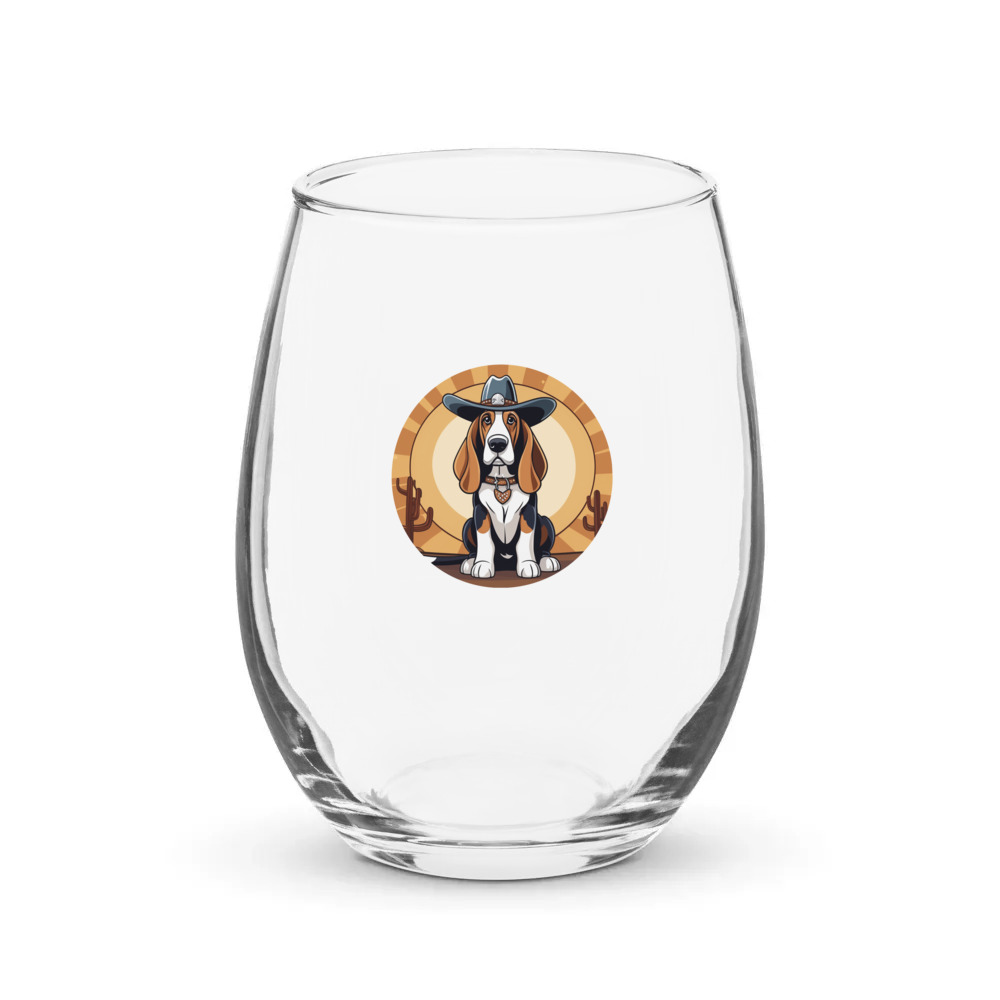 PugMug Custom Basset Hound Stemless Wine Glass