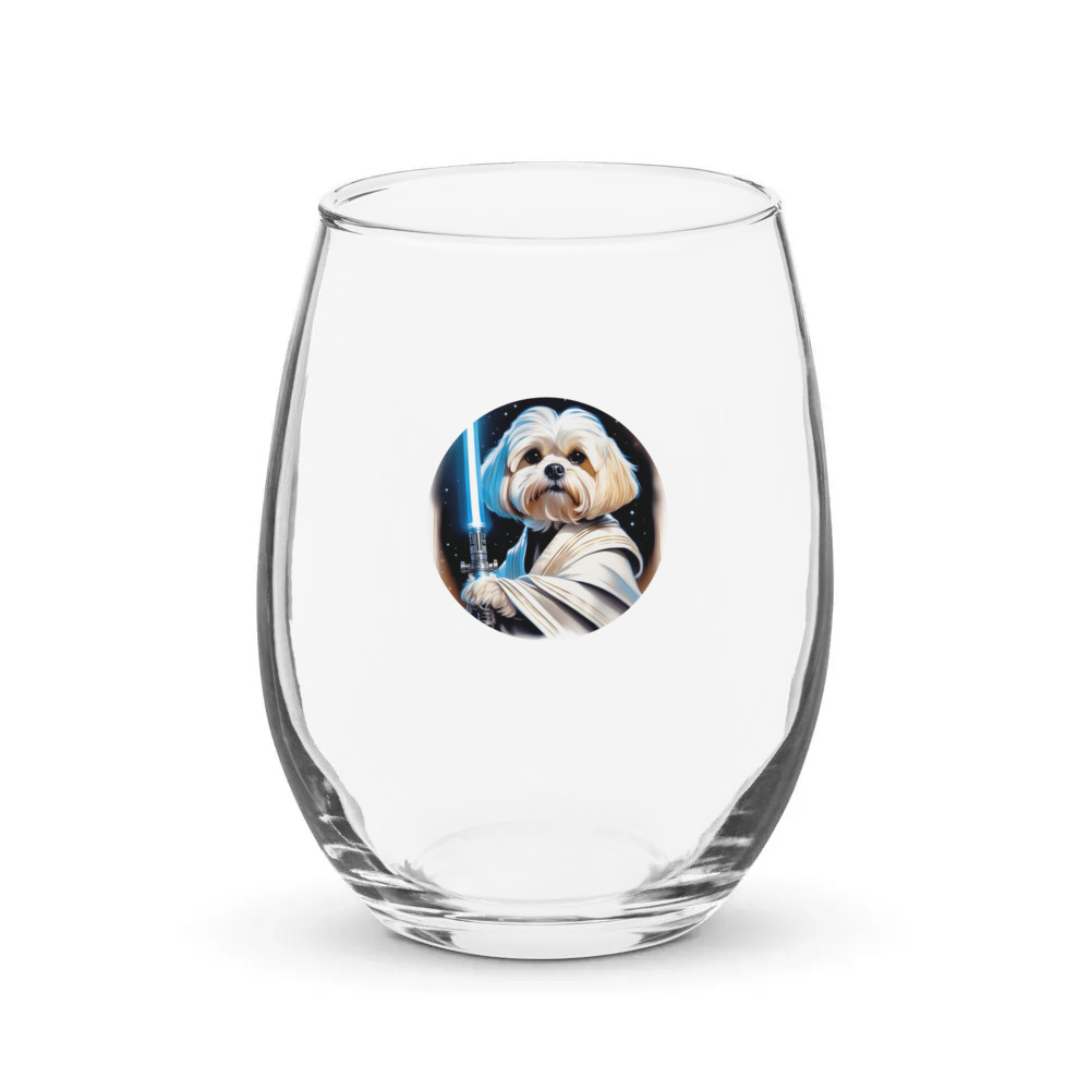 PugMug Custom Maltese Dog Stemless Wine Glass