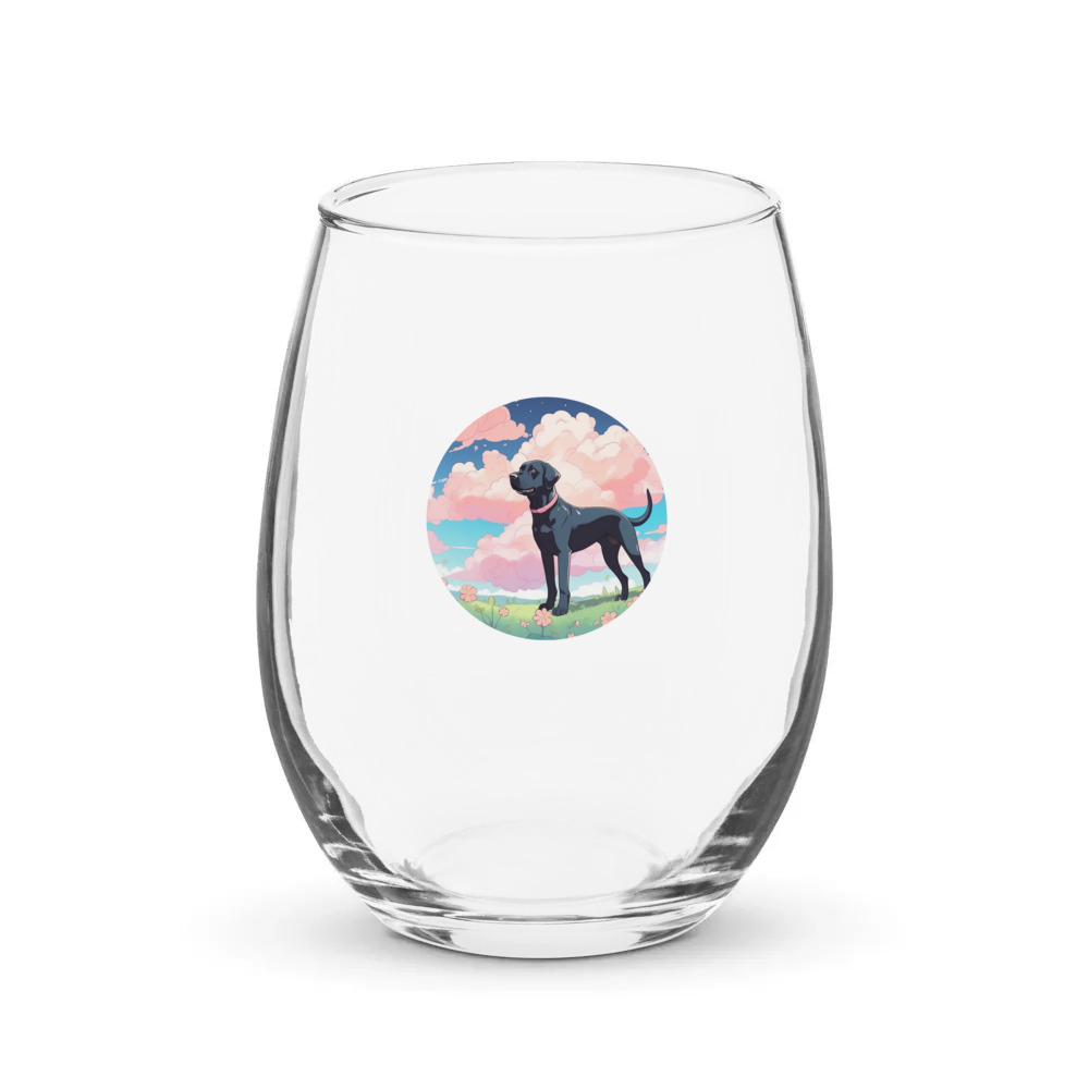 PugMug Custom Black Labrador Retriever Stemless Wine Glass
