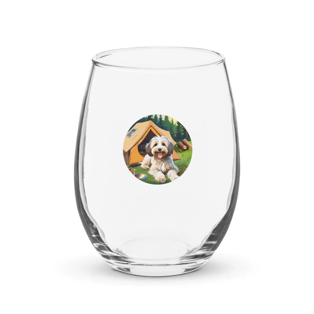 PugMug Custom Tan Havanese Dog Stemless Wine Glass