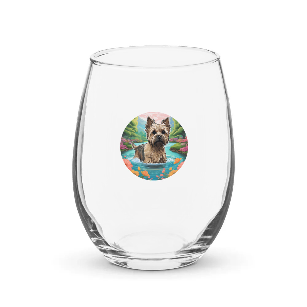 PugMug Custom Cairn Terrier Stemless Wine Glass