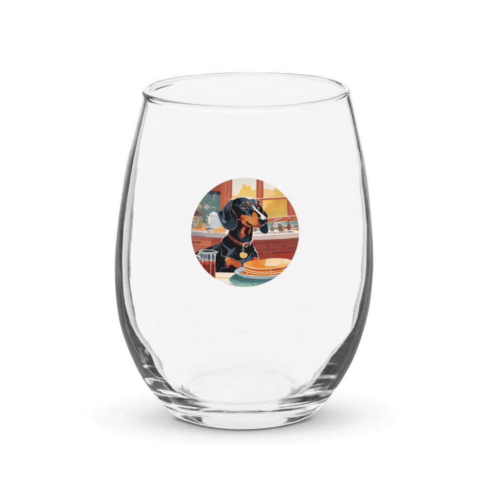 PugMug Custom Black Dachshund Stemless Wine Glass