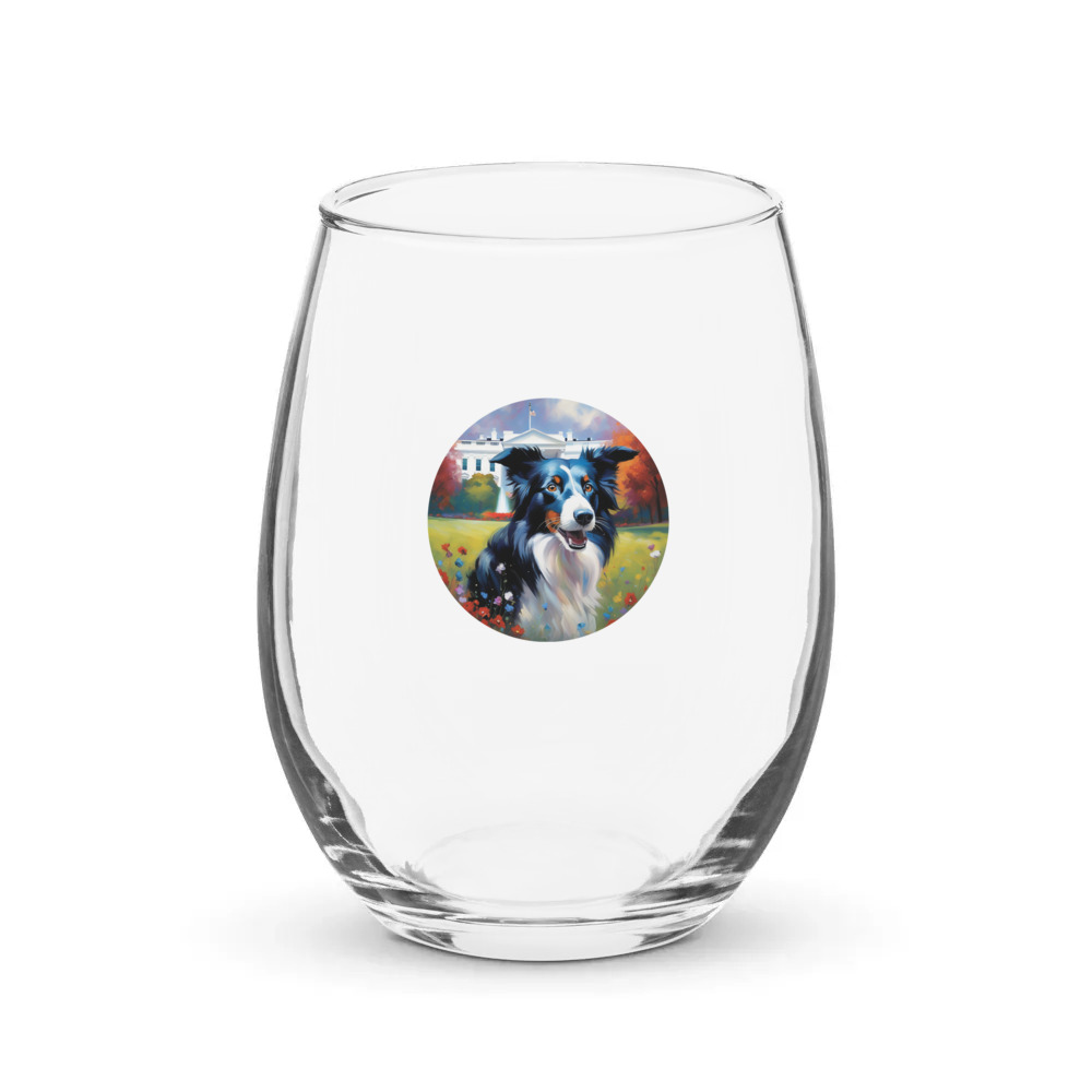 PugMug Custom Border Collie Stemless Wine Glass