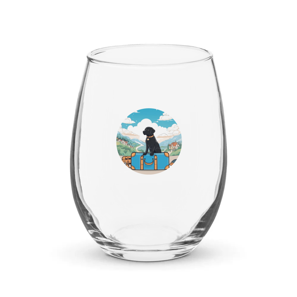 PugMug Custom Black Labrador Retriever Stemless Wine Glass