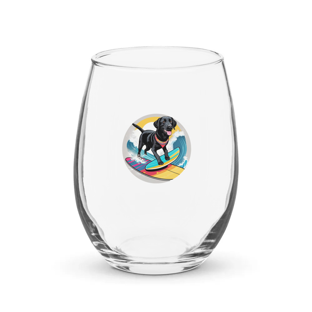 PugMug Custom Black Labrador Retriever Stemless Wine Glass