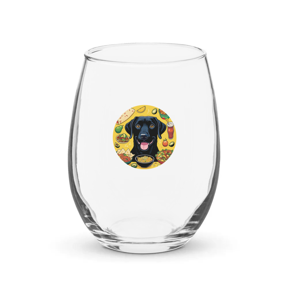PugMug Custom Black Labrador Retriever Stemless Wine Glass