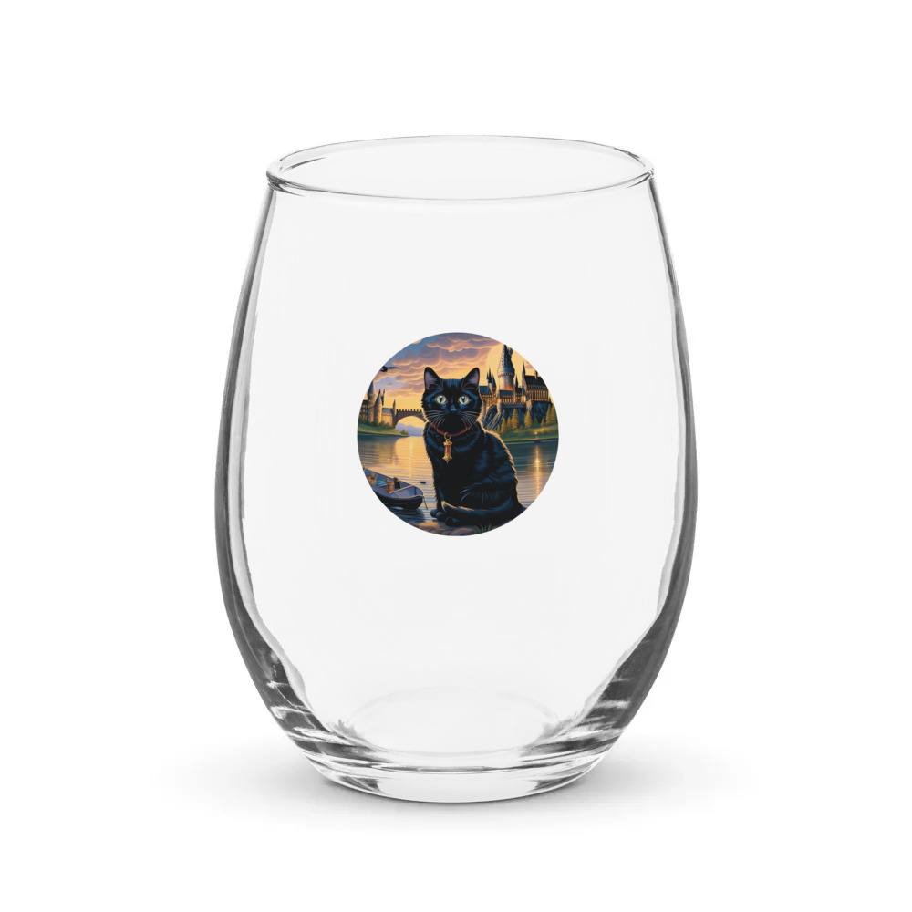 PugMug Custom Black Ragdoll Cat Stemless Wine Glass