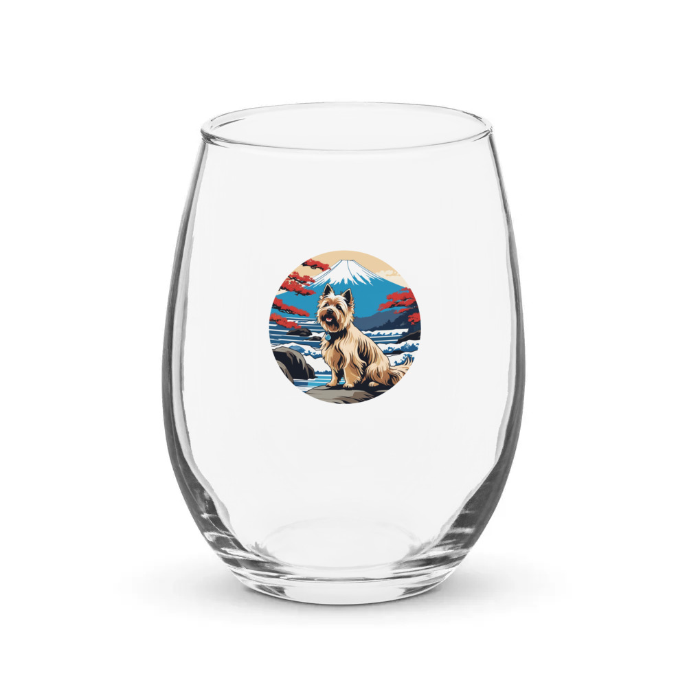 PugMug Custom Cairn Terrier Stemless Wine Glass