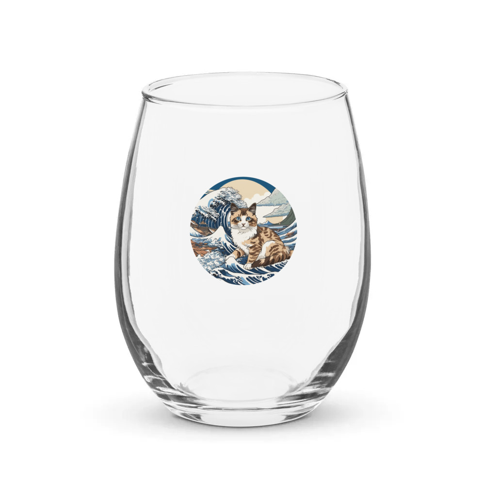 PugMug Custom Tabby Ragdoll Cat Stemless Wine Glass