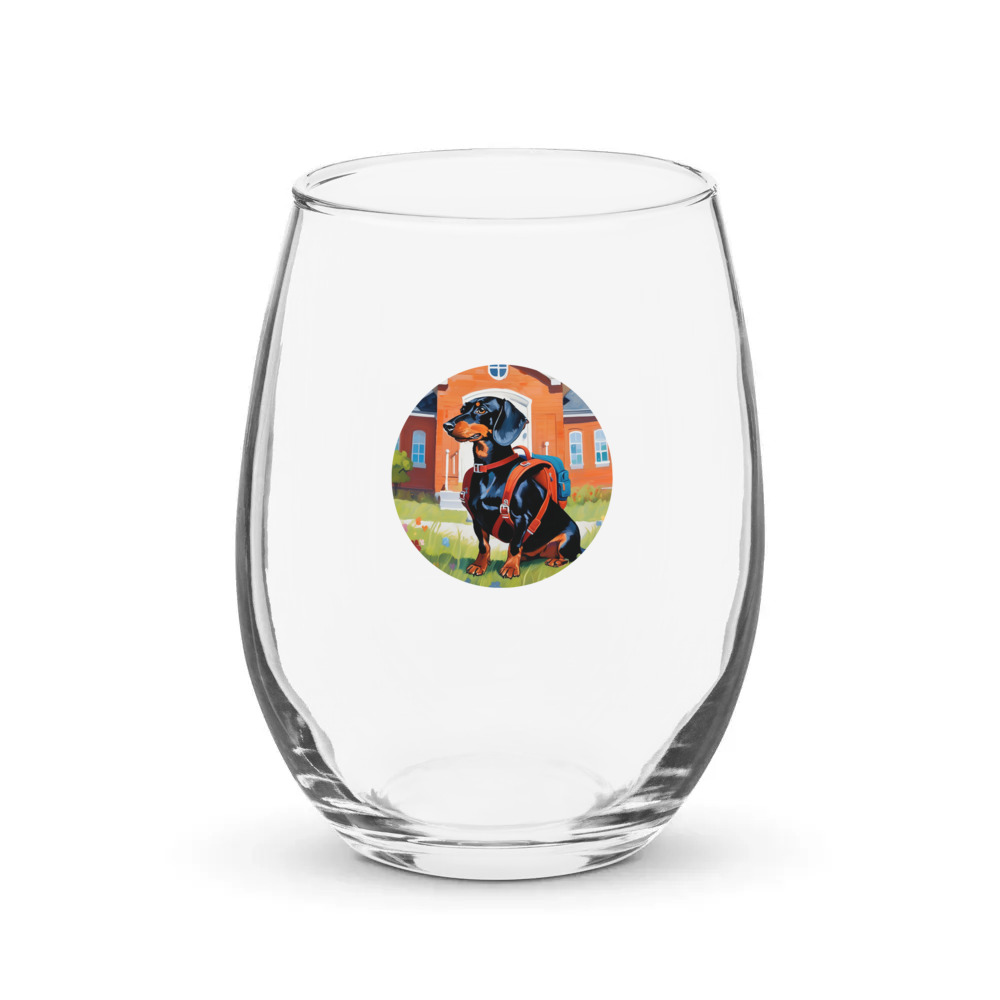 PugMug Custom Black Dachshund Stemless Wine Glass