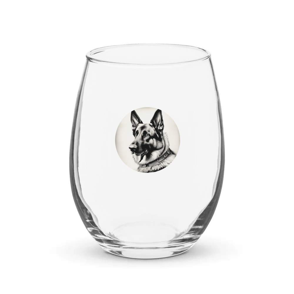 PugMug Custom German Shepherd Dog Stemless Wine Glass