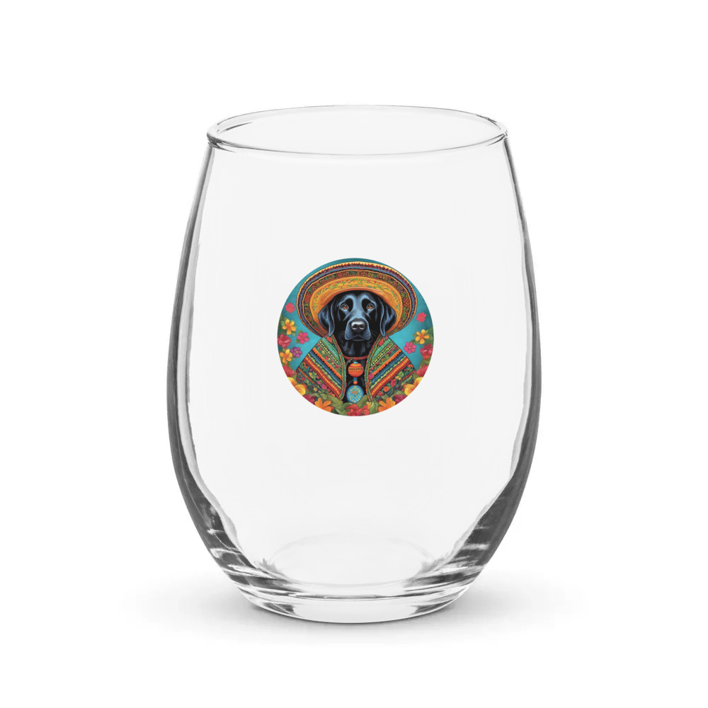 PugMug Custom Black Labrador Retriever Stemless Wine Glass