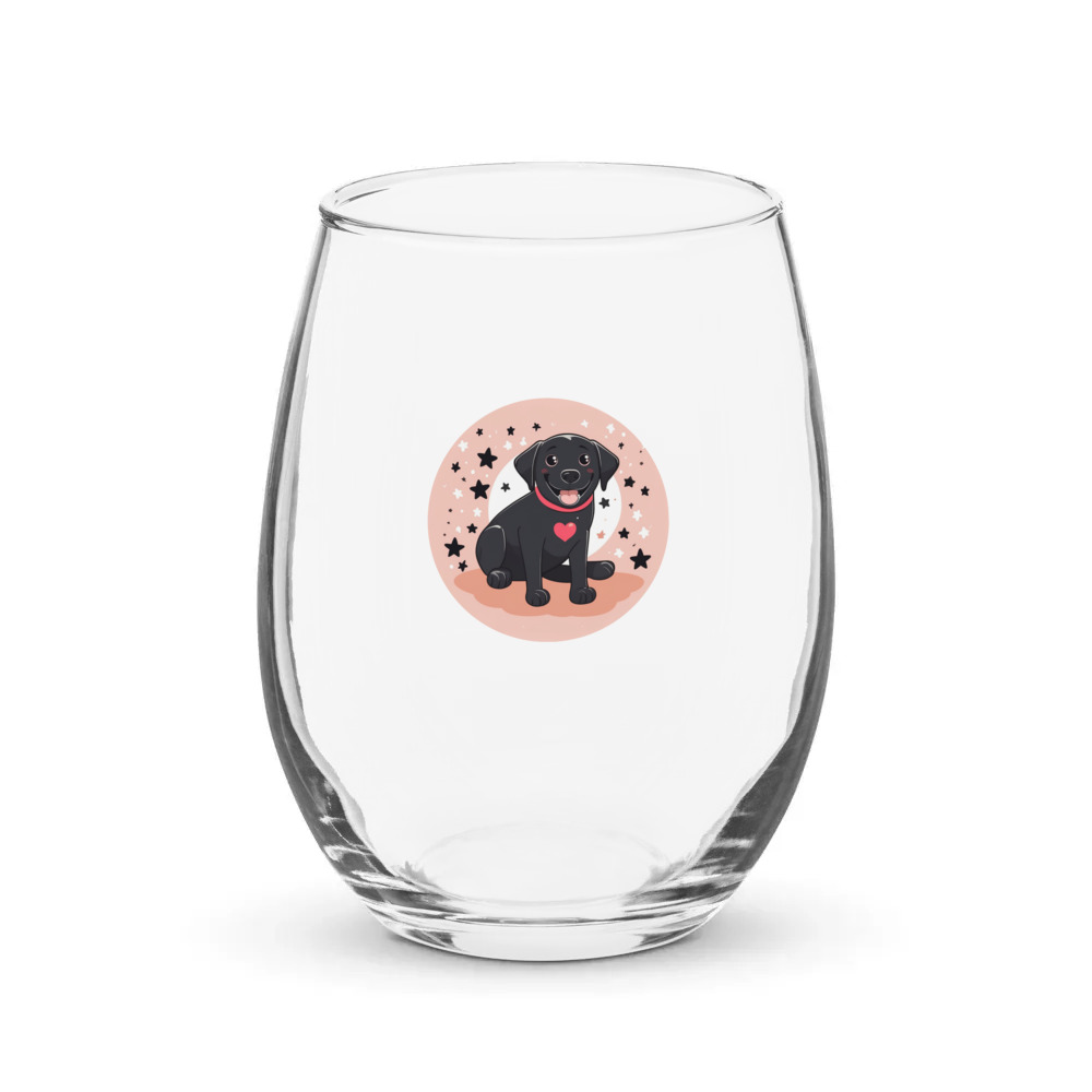 PugMug Custom Black Labrador Retriever Stemless Wine Glass