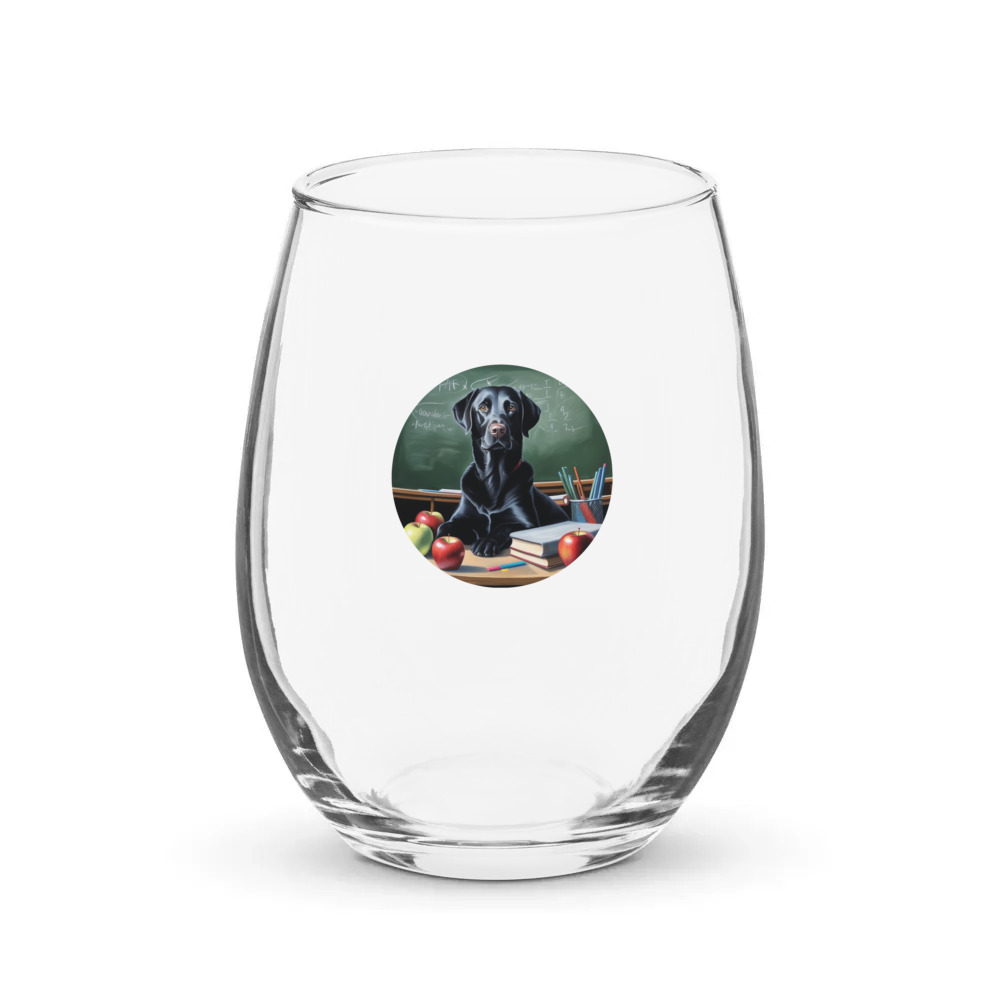 PugMug Custom Black Labrador Retriever Stemless Wine Glass