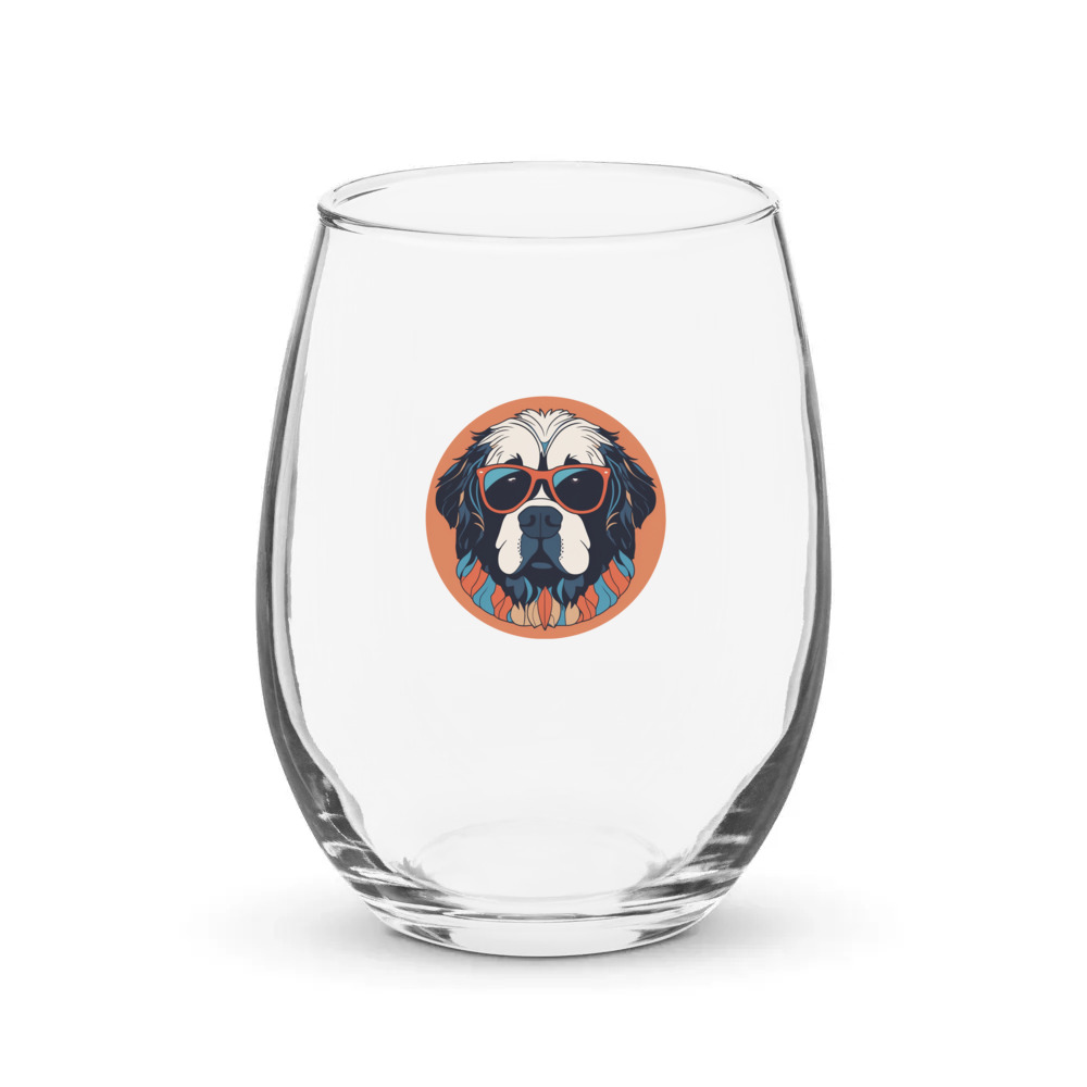 PugMug Custom Newfoundland Stemless Wine Glass