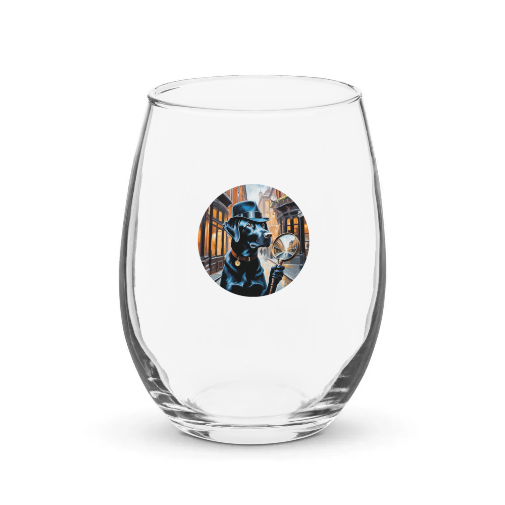 PugMug Custom Black Labrador Retriever Stemless Wine Glass