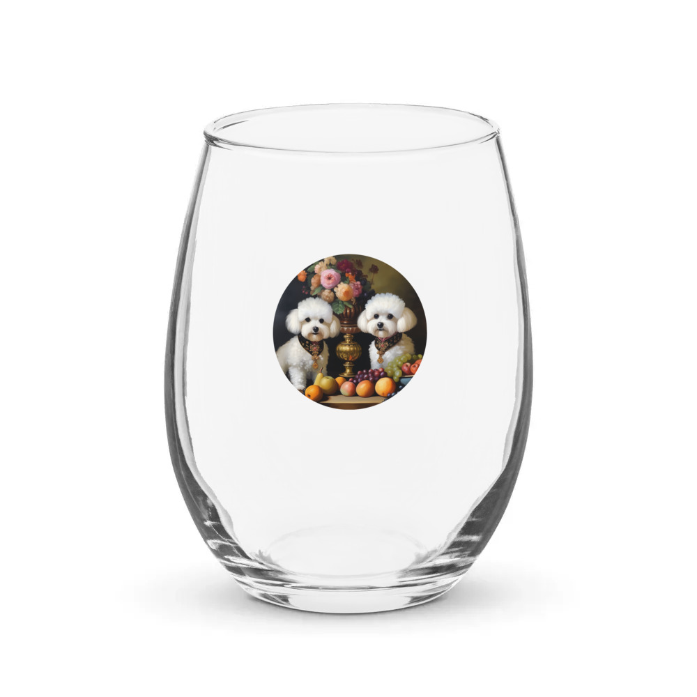 PugMug Custom Bichons Frise Stemless Wine Glass