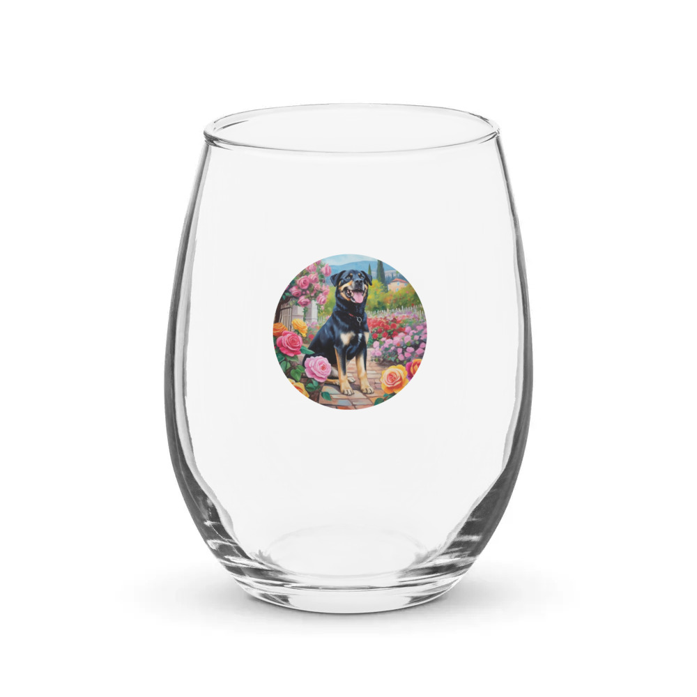 PugMug Custom Blue Stemless Wine Glass