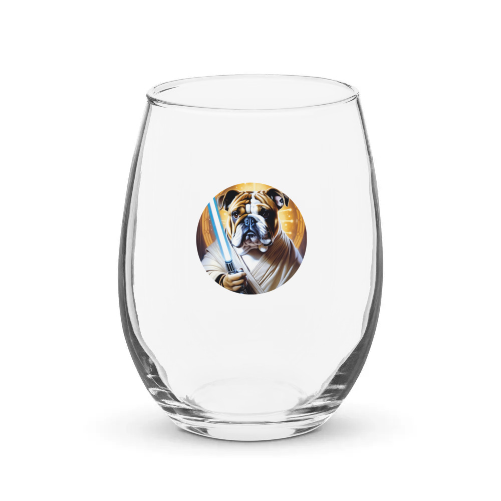 PugMug Custom Bulldog Stemless Wine Glass