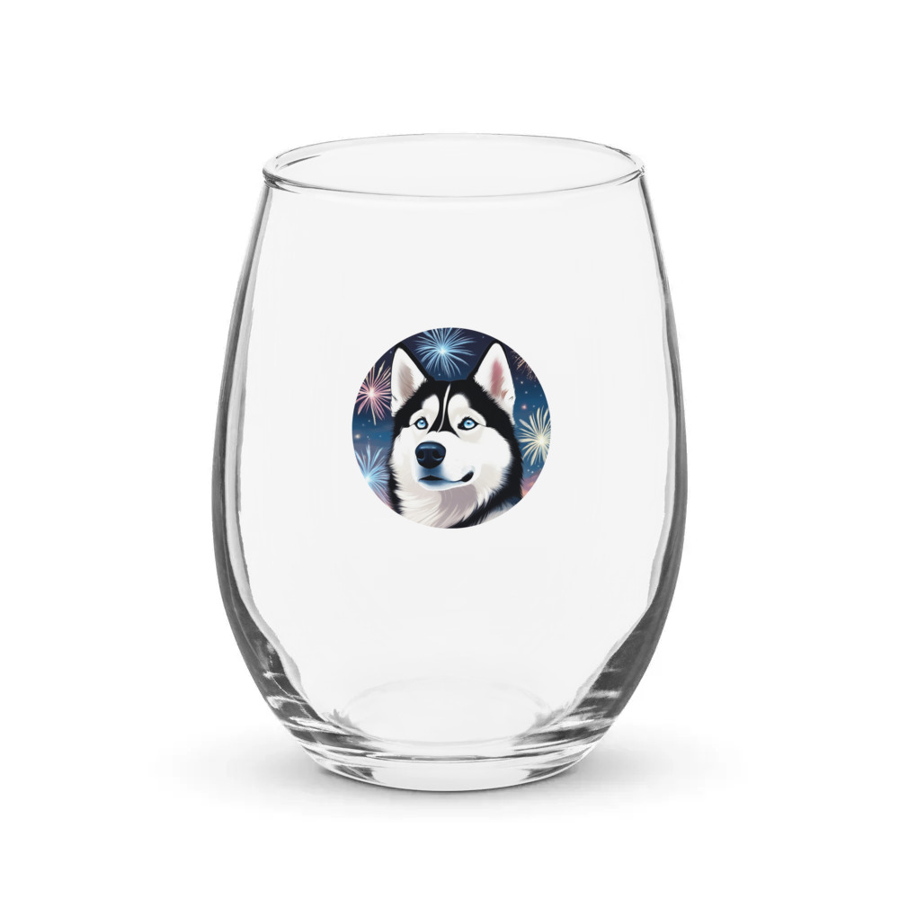 PugMug Custom Siberian Husky Stemless Wine Glass