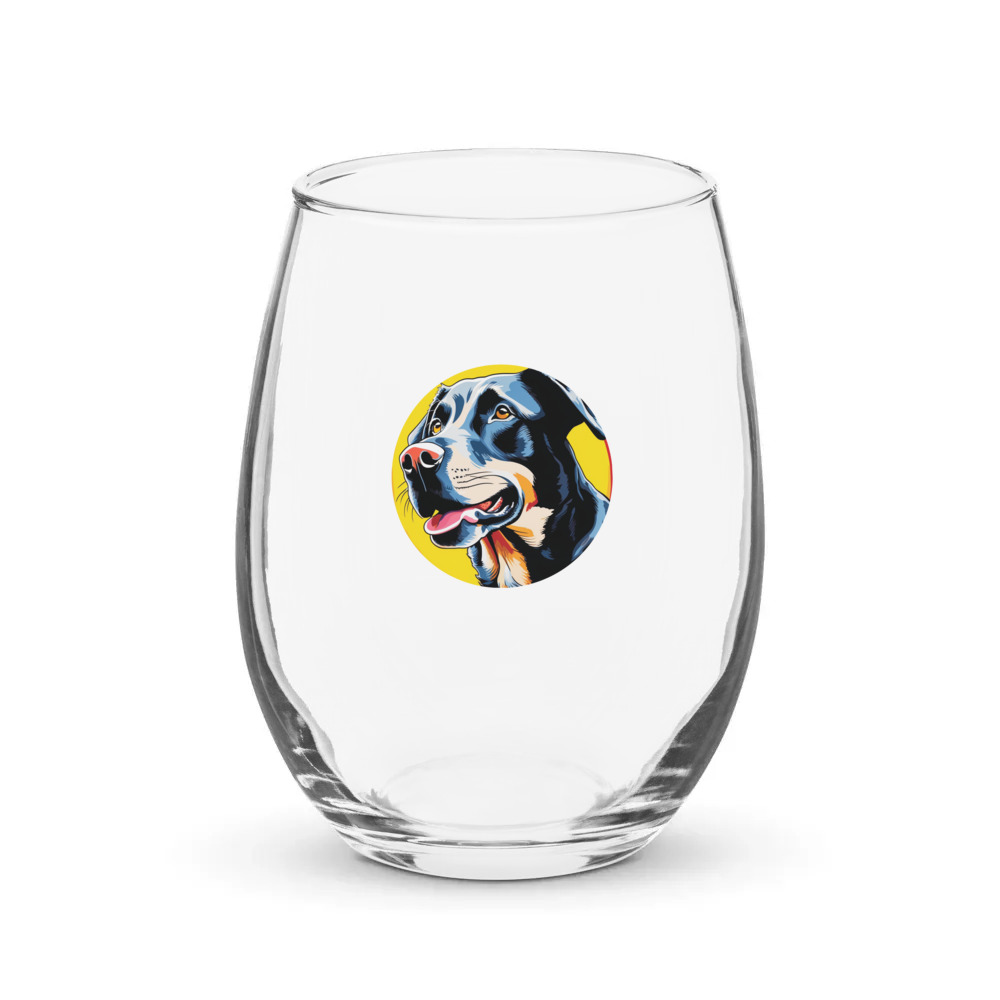 PugMug Custom Black Labrador Retriever Stemless Wine Glass