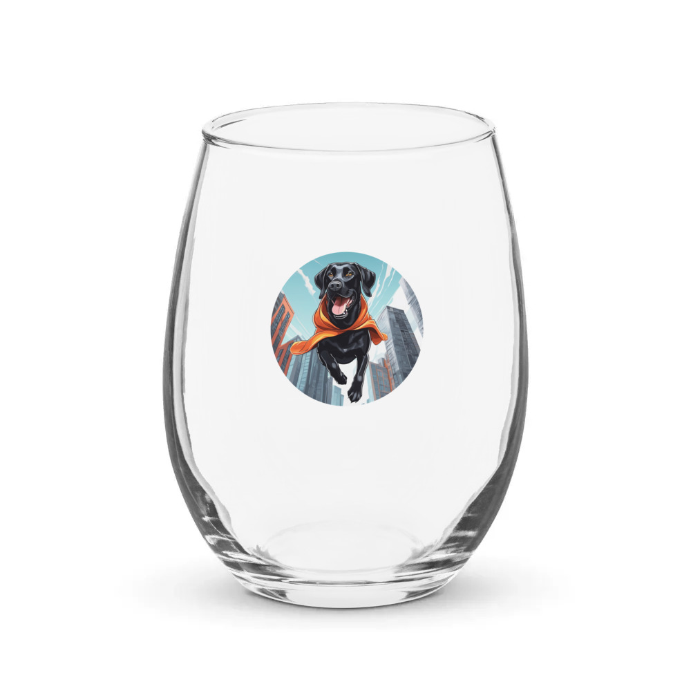 PugMug Custom Black Labrador Retriever Stemless Wine Glass