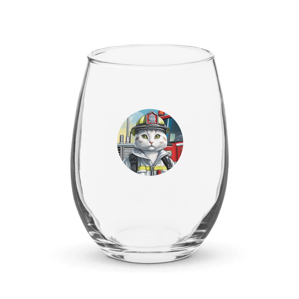 PugMug Custom White Companion Cat Stemless Wine Glass