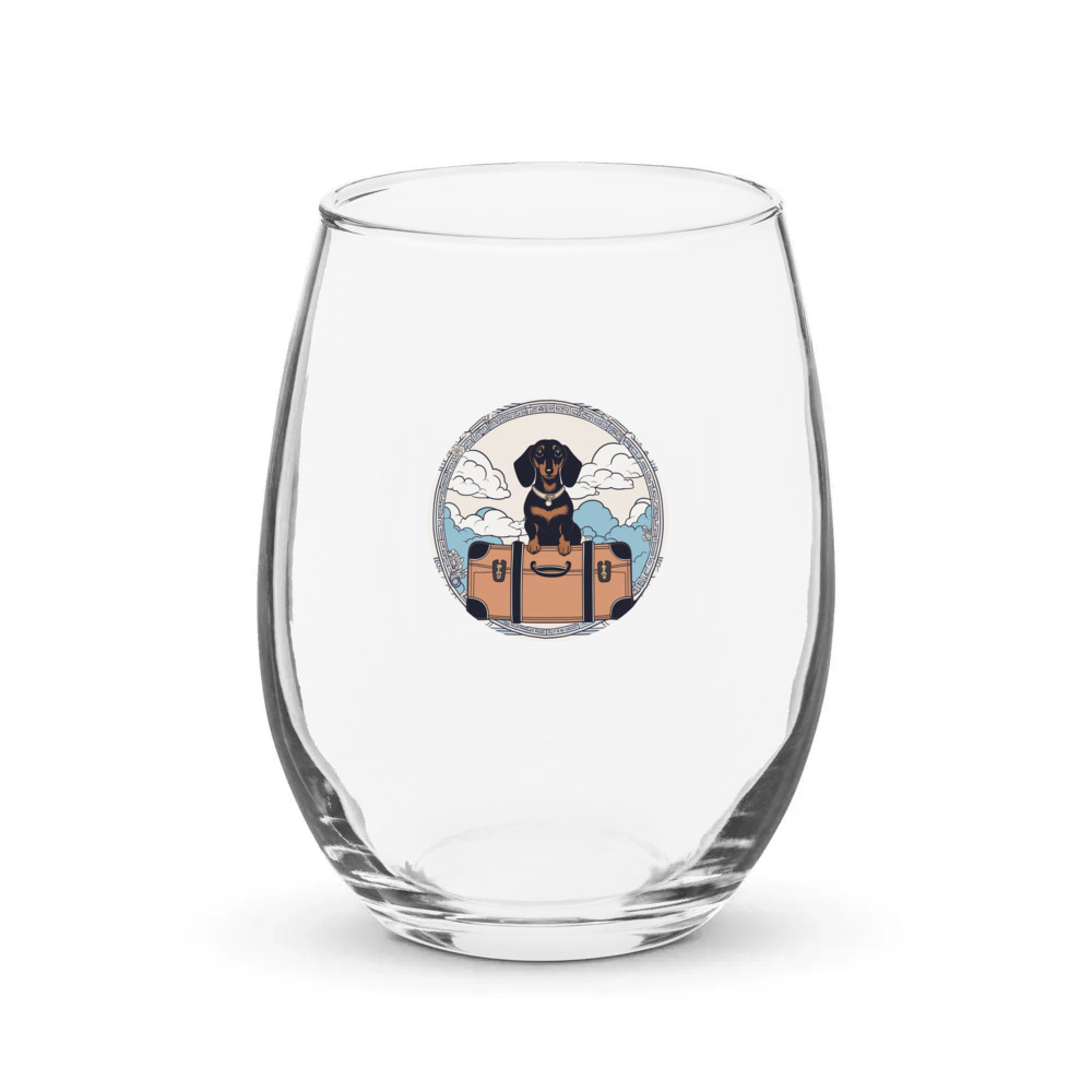 PugMug Custom Black Dachshund Stemless Wine Glass