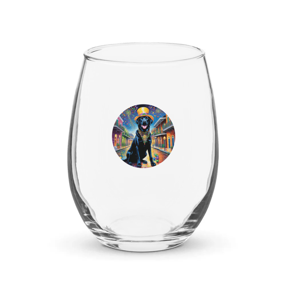 PugMug Custom Black Labrador Retriever Stemless Wine Glass