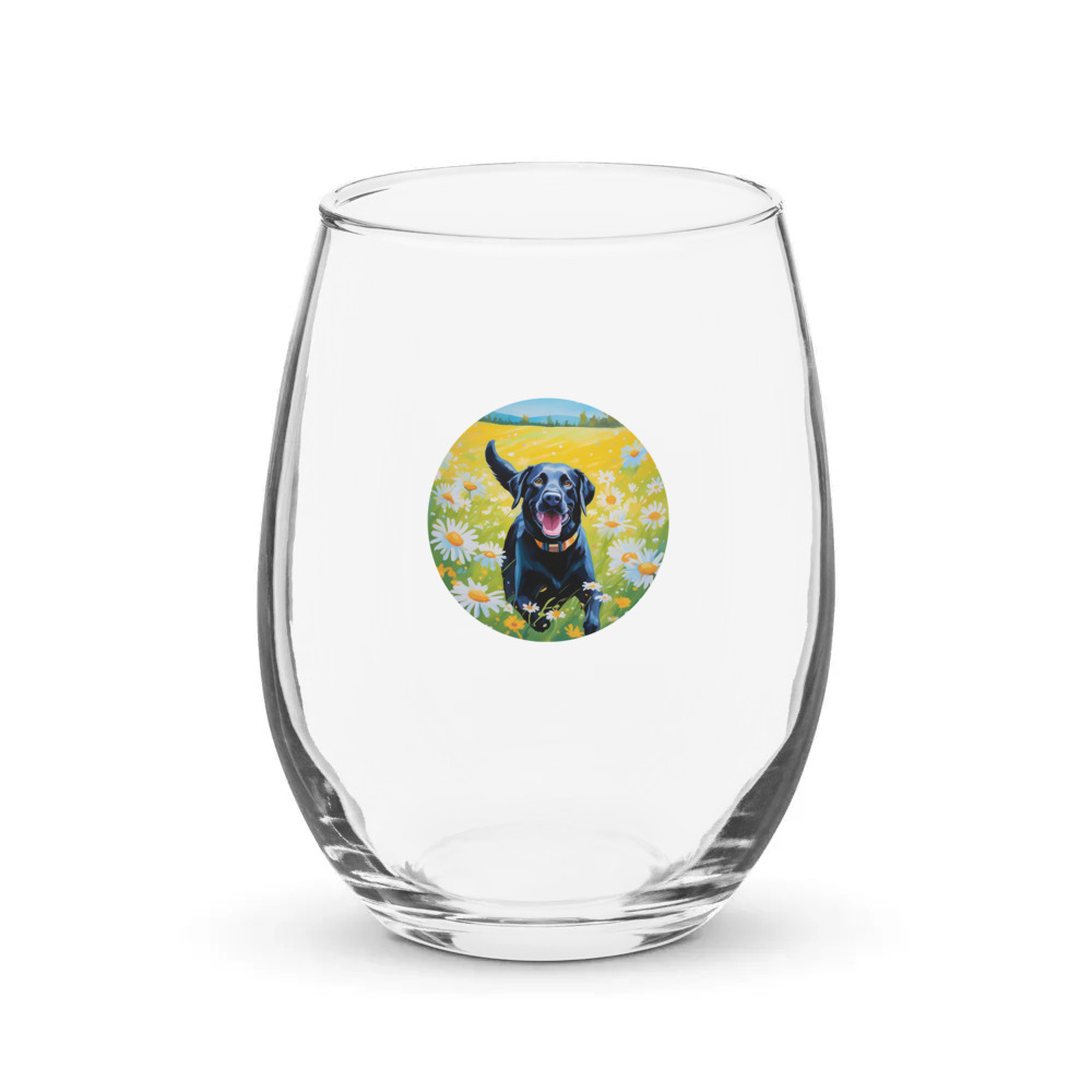 PugMug Custom Black Labrador Retriever Stemless Wine Glass
