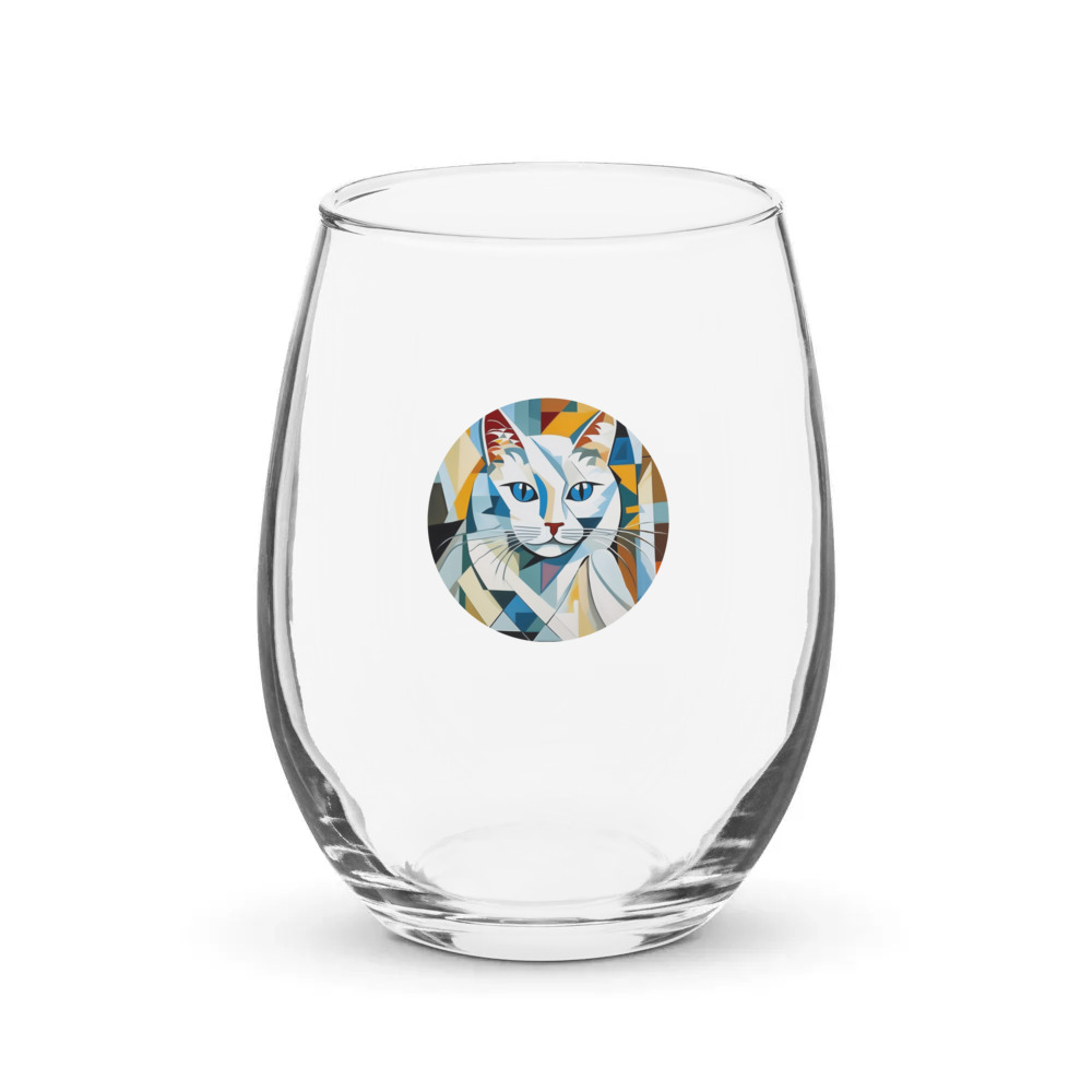 PugMug Custom White Ragdoll Cat Stemless Wine Glass