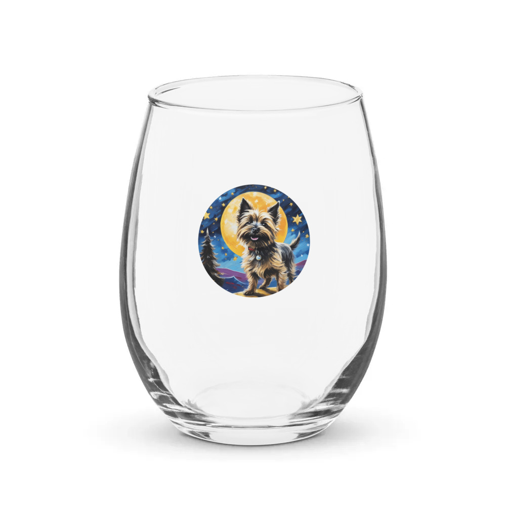 PugMug Custom Cairn Terrier Stemless Wine Glass