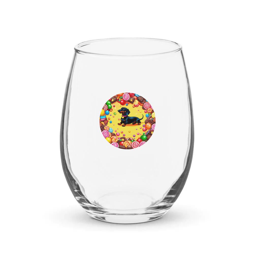 PugMug Custom Black Dachshund Stemless Wine Glass