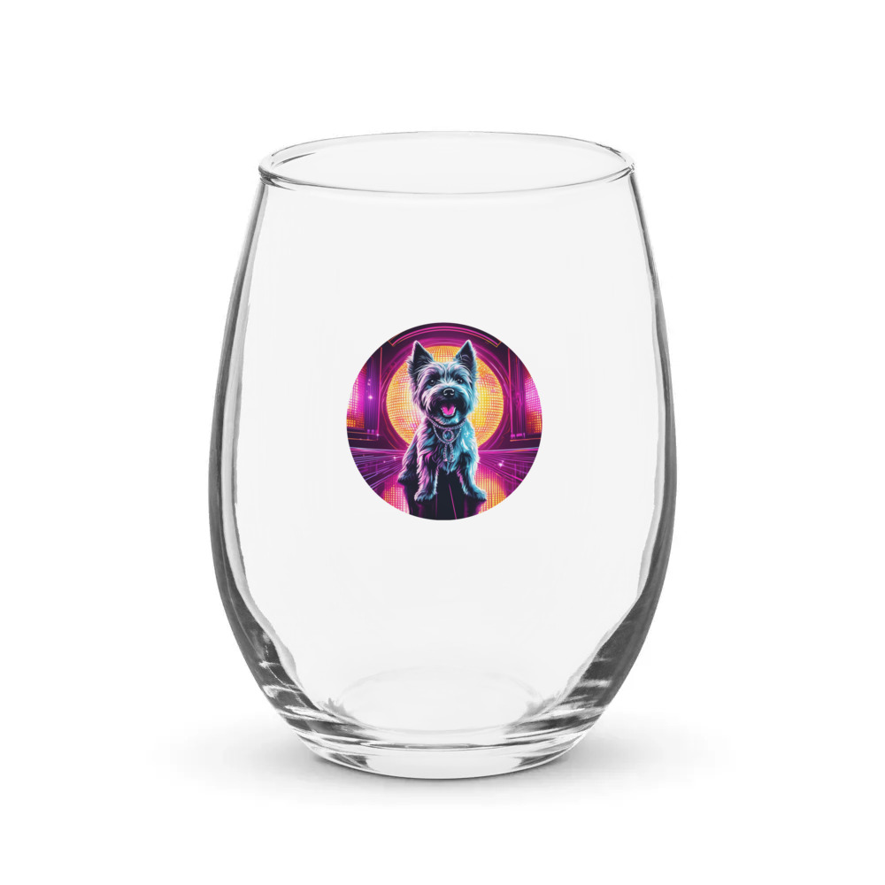 PugMug Custom Cairn Terrier Stemless Wine Glass