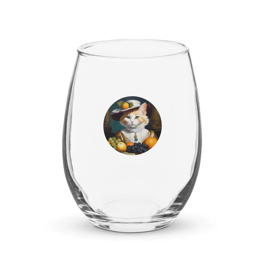 PugMug Custom White Companion Cat Stemless Wine Glass