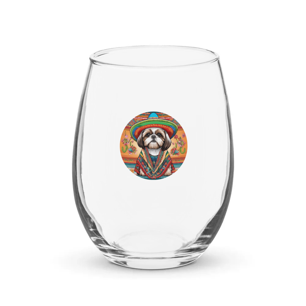 PugMug Custom Shih Tzu Stemless Wine Glass